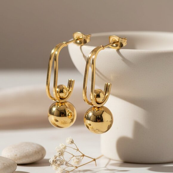 πChic Shine 18K Gold Plated Bead Drop Earrings - Perfect for Every Occasion π - Picture 7 of 15